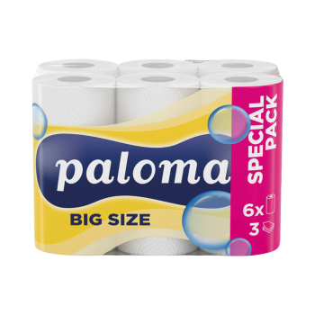 Paloma Küchenrolle MULTI FUN 3-lagig, weiß, 6 Rollen à 51 Blatt (26 x 24 cm), 100 % Zellstoff